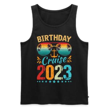 Anniversaire Cruise Squad Chemise Cruise Squad 2023 (Garantie du prix le plus bas) - Débardeur bio Premium Homme - noir - Devant - Michal (187cm)