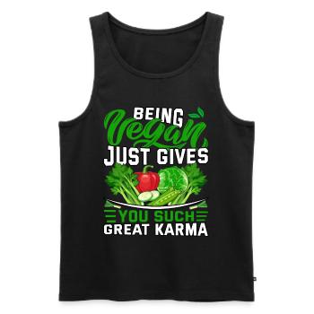 Being vegan just gives you such great karma - Männer Premium Bio Tank Top - Schwarz - Vorne - Michal (187cm)