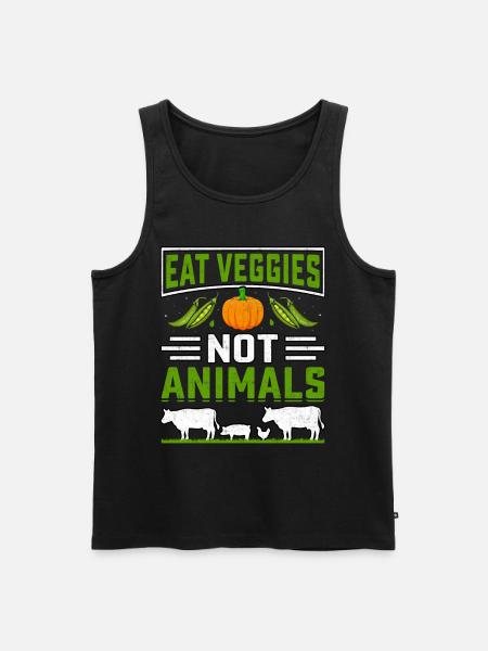 Eat veggies not animals - Men's Premium Organic Tank Top - black