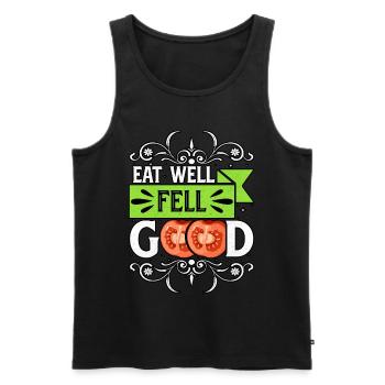 Eat well fell good - Men's Premium Organic Tank Top - black - Front - AI Model Male 178 light (178cm)
