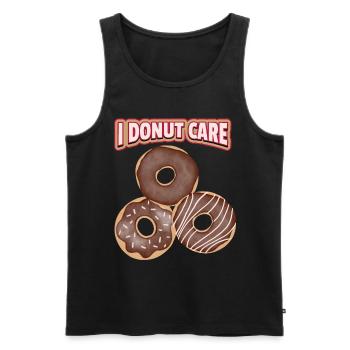 I-Donut-Care funny saying, Pun with chocolate donut - Men's Premium Organic Tank Top - black - Front - AI Model Male 178 light (178cm)