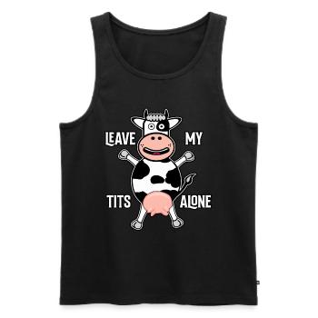 Leave My Tits Alone - Männer Premium Bio Tank Top - Schwarz - Vorne - AI Model Male 178 light (178cm)
