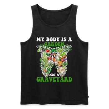 My body is a garden not a graveyard - Männer Premium Bio Tank Top - Schwarz - Vorne - AI Model Male 178 light (178cm)