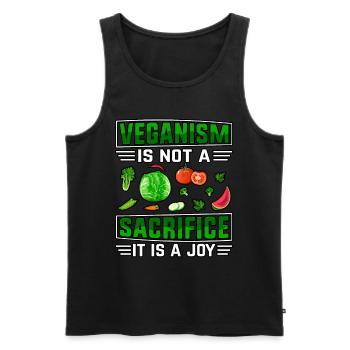 Veganism is not a sacrifice it is a joy - Men's Premium Organic Tank Top - black - Front - AI Model Male 178 light (178cm)