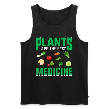 Plants are the best medicine Vegan - Men's Premium Organic Tank Top - black - Front - AI Model Male 178 light (178cm)
