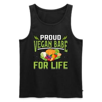 Proud vegan babe for life - Männer Premium Bio Tank Top - Schwarz - Vorne - AI Model Male 178 light (178cm)