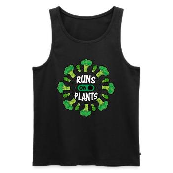 Runs on plants Vegan - Männer Premium Bio Tank Top - Schwarz - Vorne - AI Model Male 178 light (178cm)