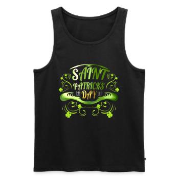 Green Hat And Shamrocks Logo For St Patricks Day - Männer Premium Bio Tank Top - Schwarz - Vorne - AI Model Male 178 light (178cm)