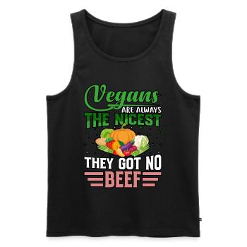 Vegans are always the nicest they got no beef - Männer Premium Bio Tank Top - Schwarz - Vorne - Michal (187cm)