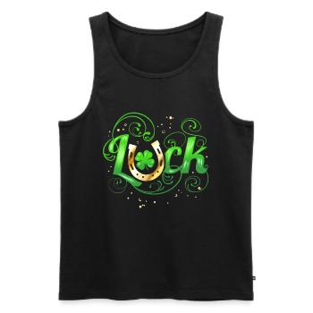 Green Golden Luck Logo With Horseshoe For St - Männer Premium Bio Tank Top - Schwarz - Vorne - AI Model Male 178 light (178cm)