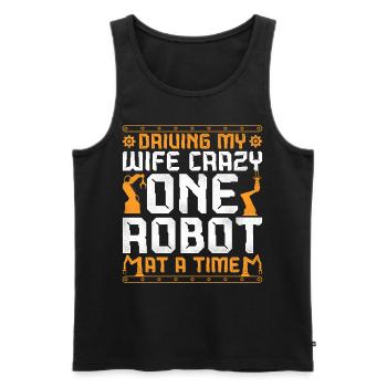 Femme de l’ingénieur en robotique robotique - Débardeur bio Premium Homme - noir - Devant - Michal (187cm)