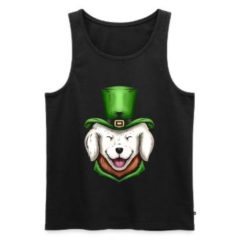 Cute White Dog Golden Retriever Green Hat St - Männer Premium Bio Tank Top - Schwarz - Vorne - AI Model Male 178 light (178cm)
