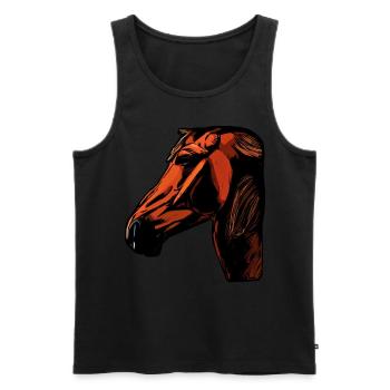 Pferd Tier Motiv - Männer Premium Bio Tank Top - Schwarz - Vorne - Michal (187cm)