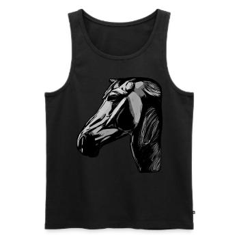 Pferd Tier Motiv - Männer Premium Bio Tank Top - Schwarz - Vorne - Michal (187cm)