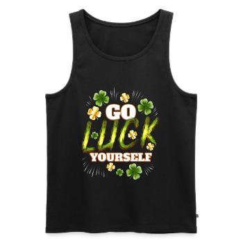Shamrock Go Luck Yourself On St Patrick's Day - Men's Premium Organic Tank Top - black - Front - AI Model Male 178 light (178cm)