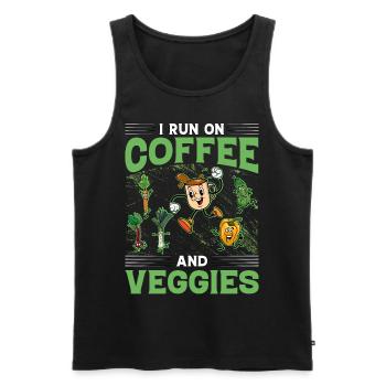I run on Coffee and Veggies Vegan - Men's Premium Organic Tank Top - black - Front - AI Model Male 178 light (178cm)