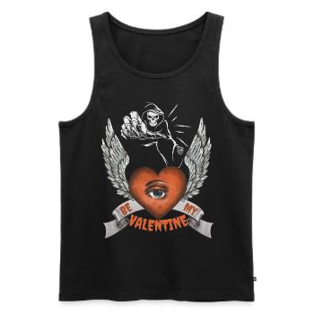 Horror Skelett Valentinstag Totenkopf-Herz, Spruch - Männer Premium Bio Tank Top - Schwarz - Vorne - AI Model Male 178 light (178cm)