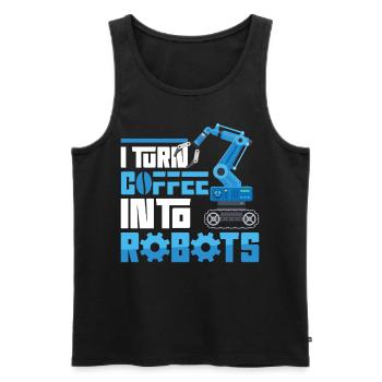 Robot Robotics Engineer Coffee I - Men's Premium Organic Tank Top - black - Front - Michal (187cm)