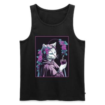 Katze Nonne Kirche Vaporwave Religion Kätzchen - Männer Premium Bio Tank Top - Schwarz - Vorne - AI Model Male 178 light (178cm)
