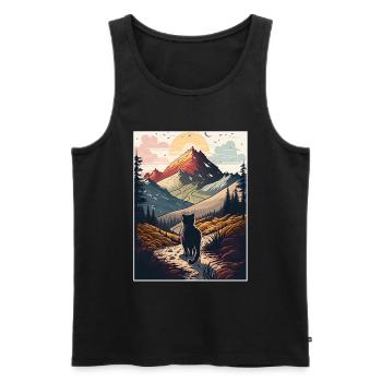 Cat Kitten Mountains Randonnée Escalade en plein air - Débardeur bio Premium Homme - noir - Devant - Michal (187cm)