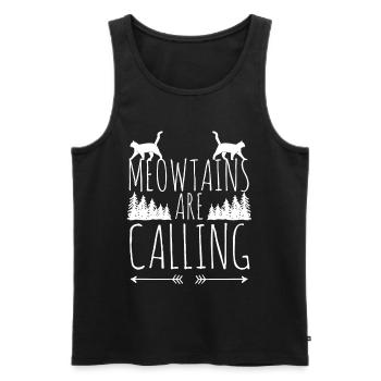 Cat Kitten Mountains Randonnée Escalade en plein air - Débardeur bio Premium Homme - noir - Devant - AI Model Male 178 light (178cm)