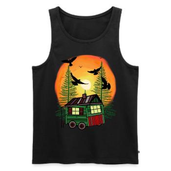 Forest dwellers Leisure Trailer Camping Hut Nature - Men's Premium Organic Tank Top - black - Front - AI Model Male 178 light (178cm)