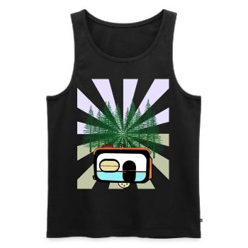 Wohnwagen Campingwagen Bauwagen Naturliebhaber Öko - Männer Premium Bio Tank Top - Schwarz - Vorne - AI Model Male 178 light (178cm)