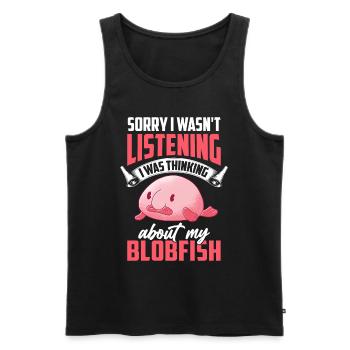 A été distrait par le poisson blob drôle de poisson blob - Débardeur bio Premium Homme - noir - Devant - Michal (187cm)