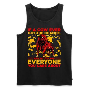 Vegan Kuh Stier - Männer Premium Bio Tank Top - Schwarz - Vorne - AI Model Male 178 light (178cm)