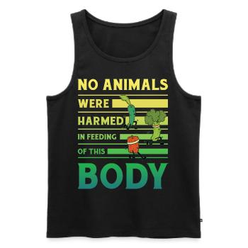 No animals were harmed in feeding of this Body - Men's Premium Organic Tank Top - black - Front - AI Model Male 178 light (178cm)