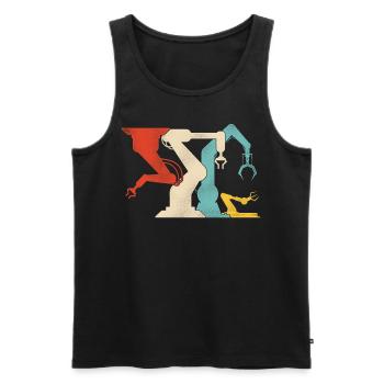 Robot Robotics Engineer Retro - Men's Premium Organic Tank Top - black - Front - AI Model Male 178 light (178cm)
