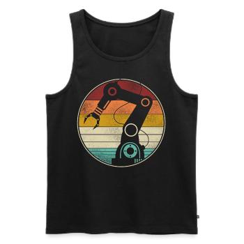 Robot Robotics Engineer Retro - Men's Premium Organic Tank Top - black - Front - AI Model Male 178 light (178cm)