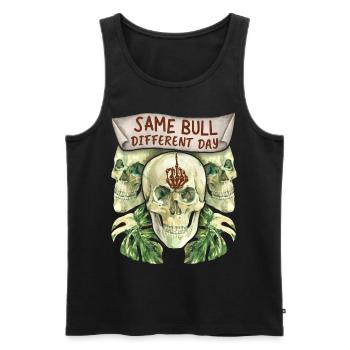 Skull, skull, funny saying, middle finger - Men's Premium Organic Tank Top - black - Front - AI Model Male 178 light (178cm)