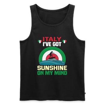 Italie vacances à la plage au bord de la mer Design beach motif - Débardeur bio Premium Homme - noir - Devant - Michal (187cm)