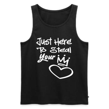 Just here to steal your Heart - Men's Premium Organic Tank Top - black - Front - Michal (187cm)