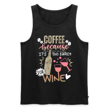 Dicton de vin de café pour les buveurs de café, les buveurs de vin - Débardeur bio Premium Homme - noir - Devant - AI Model Male 178 light (178cm)
