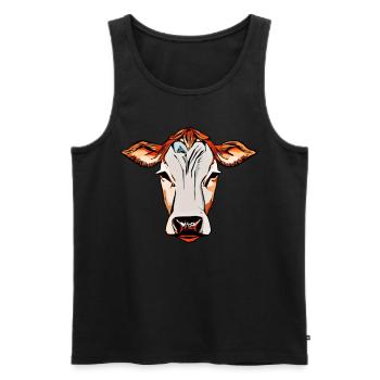 Kuh Bauernhof Motiv Aufdruck - Männer Premium Bio Tank Top - Schwarz - Vorne - AI Model Male 178 light (178cm)