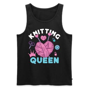 Knitting Knitter Girl Knitting - Männer Premium Bio Tank Top - Schwarz - Vorne - AI Model Male 178 light (178cm)