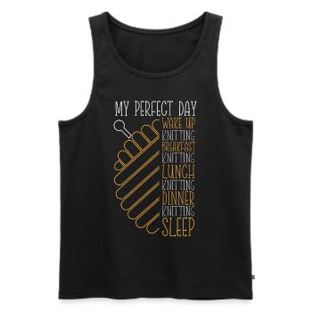 Knitting Knitter My Perfect Day - Männer Premium Bio Tank Top - Schwarz - Vorne - Michal (187cm)