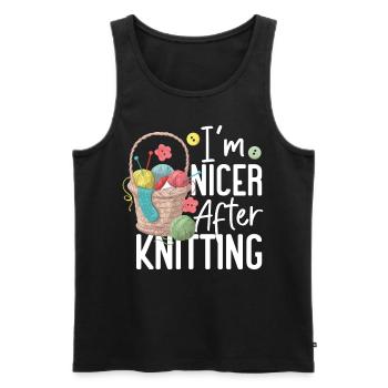 Knitting Knitter I'm Nicer After - Men's Premium Organic Tank Top - black - Front - Michal (187cm)