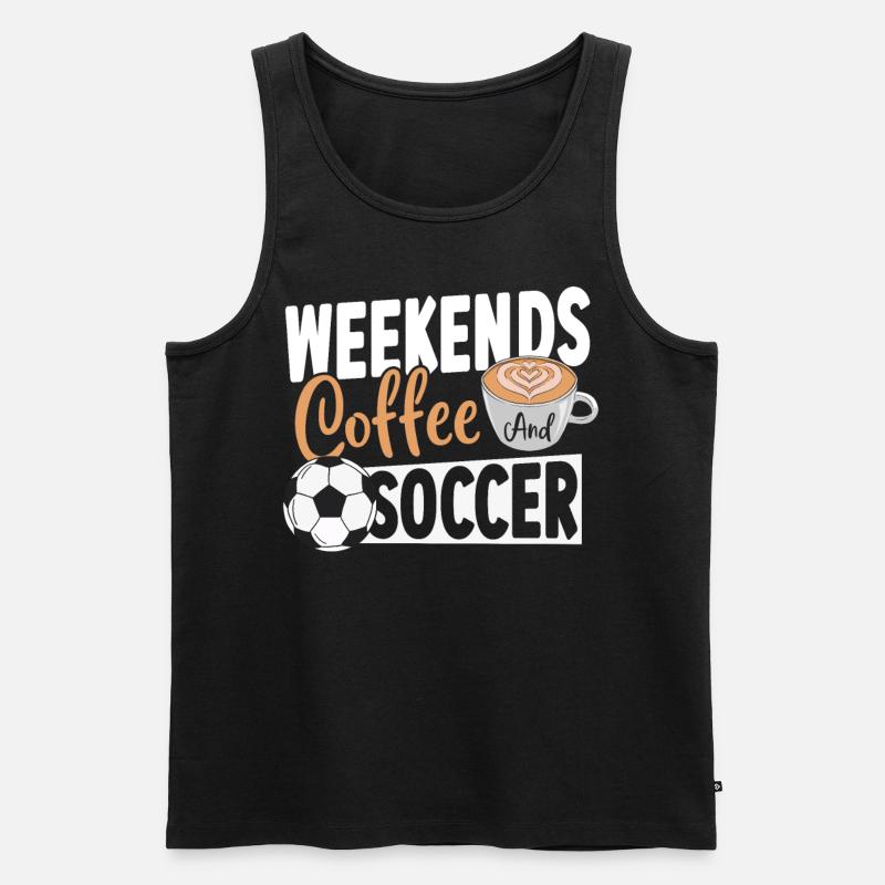 Weekends Coffe and Soccer - Männer Premium Bio Tank Top - Schwarz