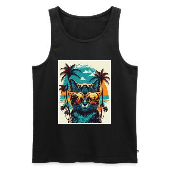 Quoi de neuf Plages Cat Beach Summer Holiday Party - Débardeur bio Premium Homme - noir - Devant - Michal (187cm)