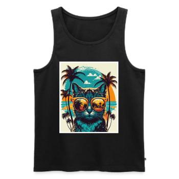 Quoi de neuf Plages Cat Beach Summer Holiday Party - Débardeur bio Premium Homme - noir - Devant - Michal (187cm)