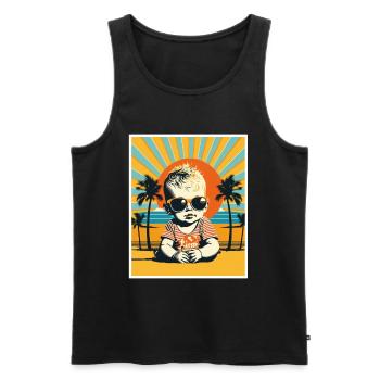 Quoi de neuf Plages Jeunes enfants Vacances d’été à la plage - Débardeur bio Premium Homme - noir - Devant - Michal (187cm)