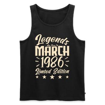 Naissance En Mars 1986. Cadeau d'anniversaire mars - Débardeur bio Premium Homme - noir - Devant - Michal (187cm)