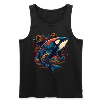 Bunter Schwertwal Wale beobachten Orca Wal - Männer Premium Bio Tank Top - Schwarz - Vorne - AI Model Male 178 light (178cm)