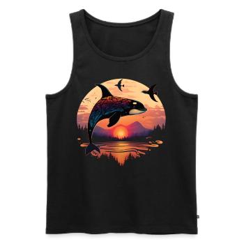 Bunter Schwertwal Wale beobachten Orca Wal - Männer Premium Bio Tank Top - Schwarz - Vorne - Michal (187cm)