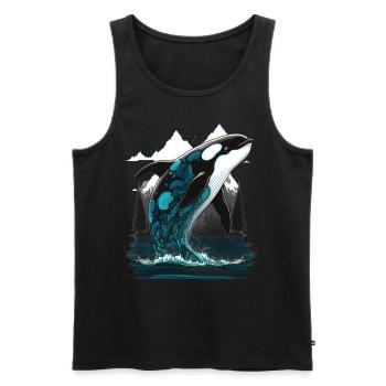 Bunter Schwertwal Wale beobachten Orca Wal - Männer Premium Bio Tank Top - Schwarz - Vorne - Michal (187cm)