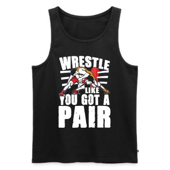 Wrestle Like You Got A Pair - Männer Premium Bio Tank Top - Schwarz - Vorne - AI Model Male 178 light (178cm)