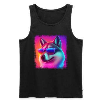 Dog Cartoon Huskie Design pour les amoureux des chiens - Débardeur bio Premium Homme - noir - Devant - AI Model Male 178 light (178cm)
